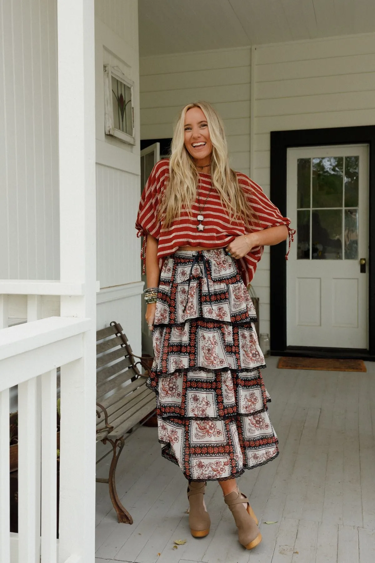 Serenade In Florals Skirt - Rust