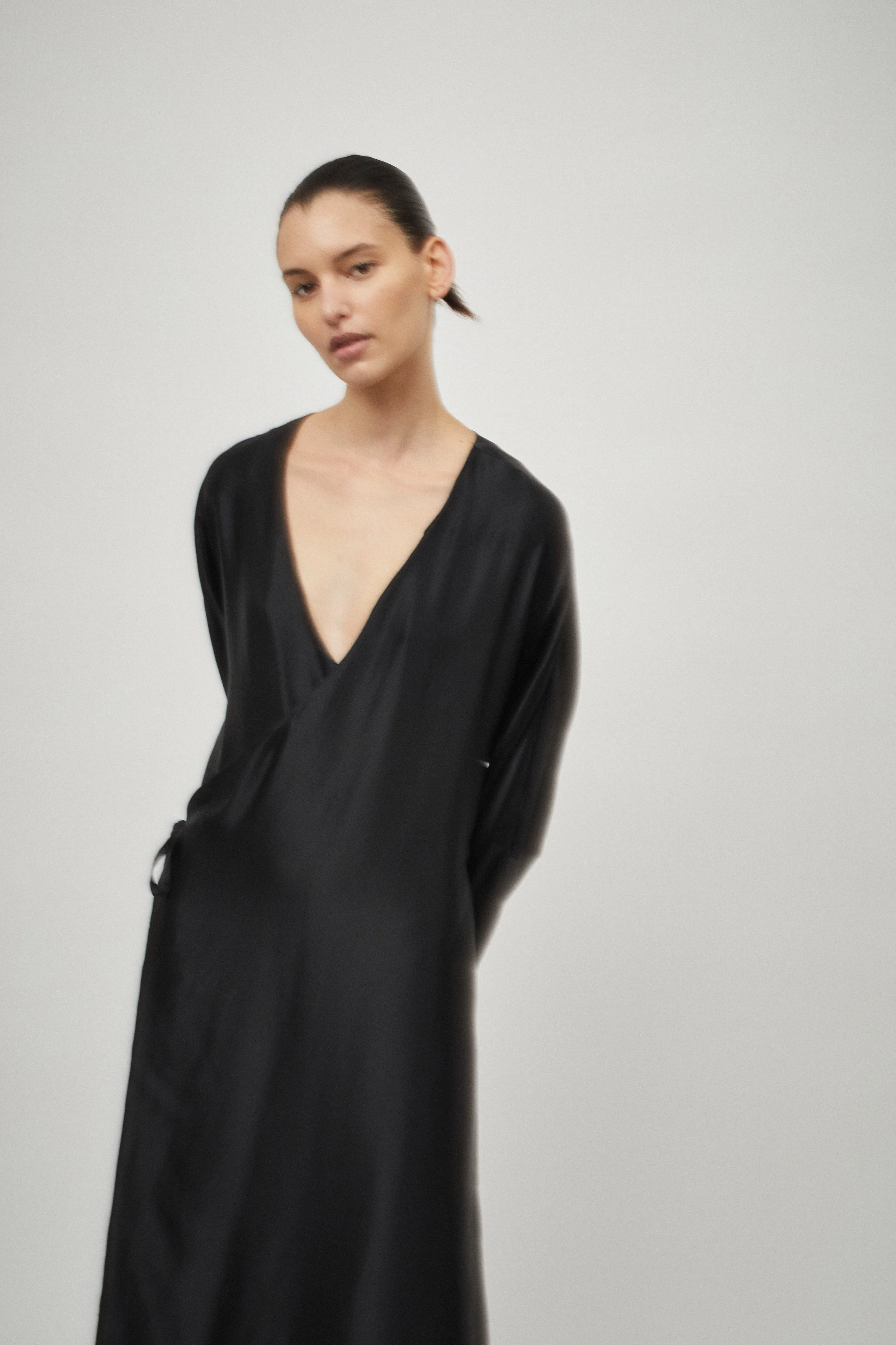 Silk Satin Wrap Dress