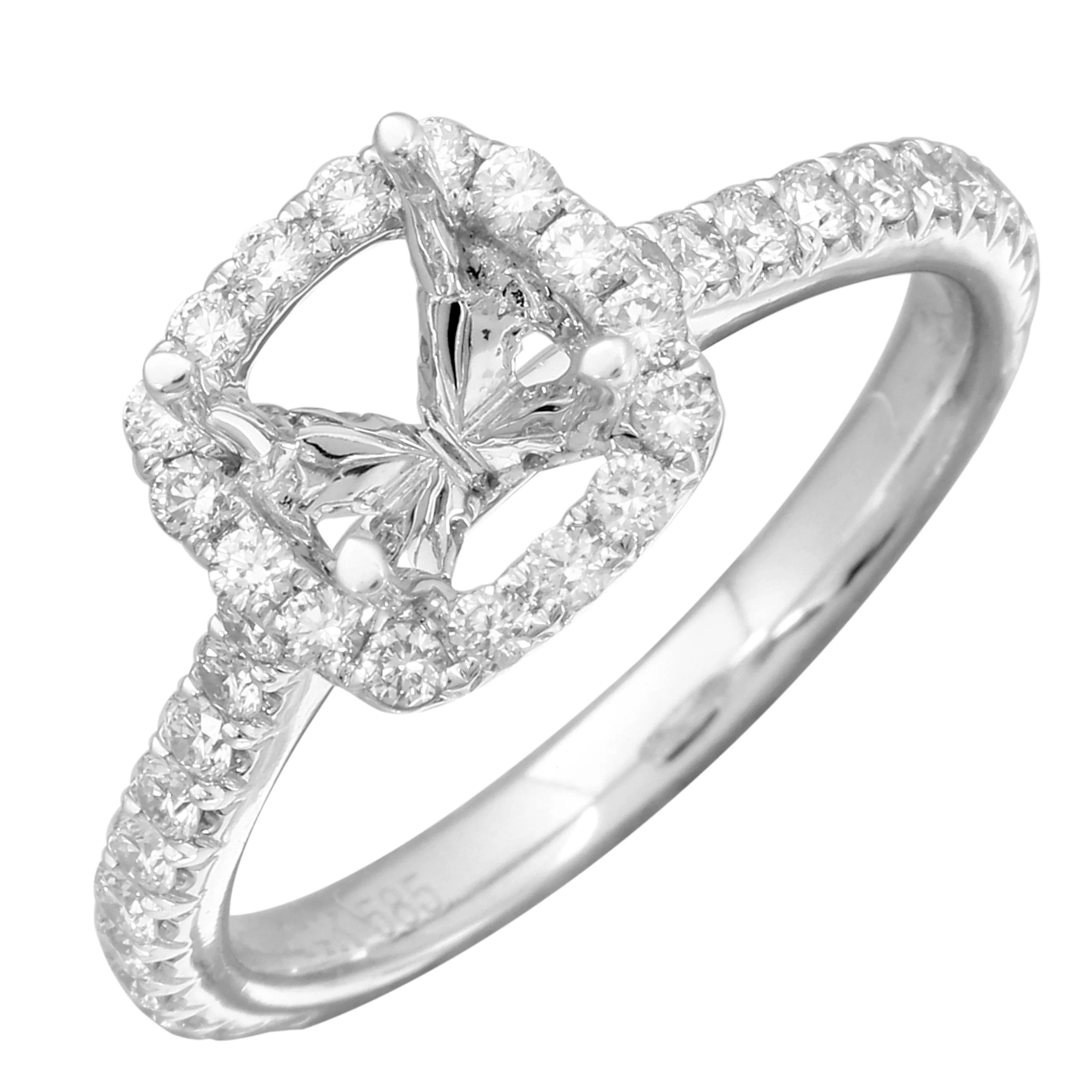 Squared Halo Engagement Ring Setting