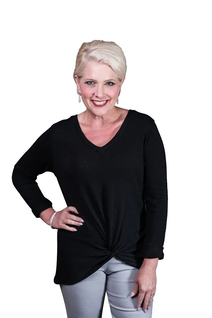 Sydney V-Neck Twist Front Top (BLS122)