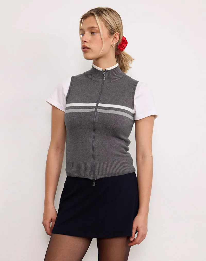 Tabeya Sleeveless Knit Jacket in Grey