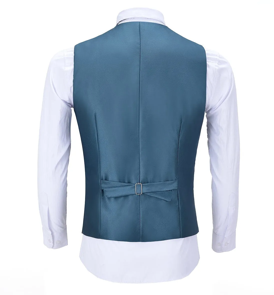 Teal Herringbone V Neck Waistcoat