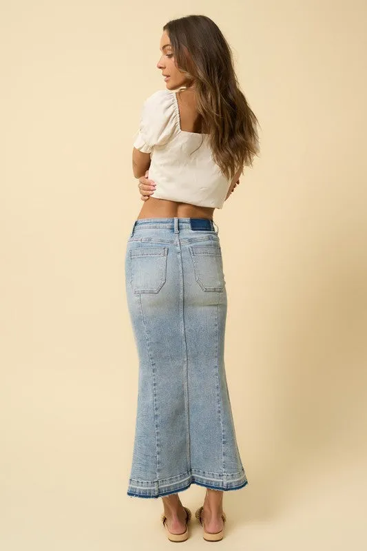 TEEK - LIGHT DENIM MERMAID MAXI DENIM SKIRT