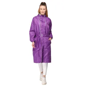 THE CLOWNFISH Dynamic Series Women's Waterproof Polyester Reversible Raincoat/Longcoat with Hood and Reflector Logo at Back for Night Visibility -With Storage Bag (Black, XXL)