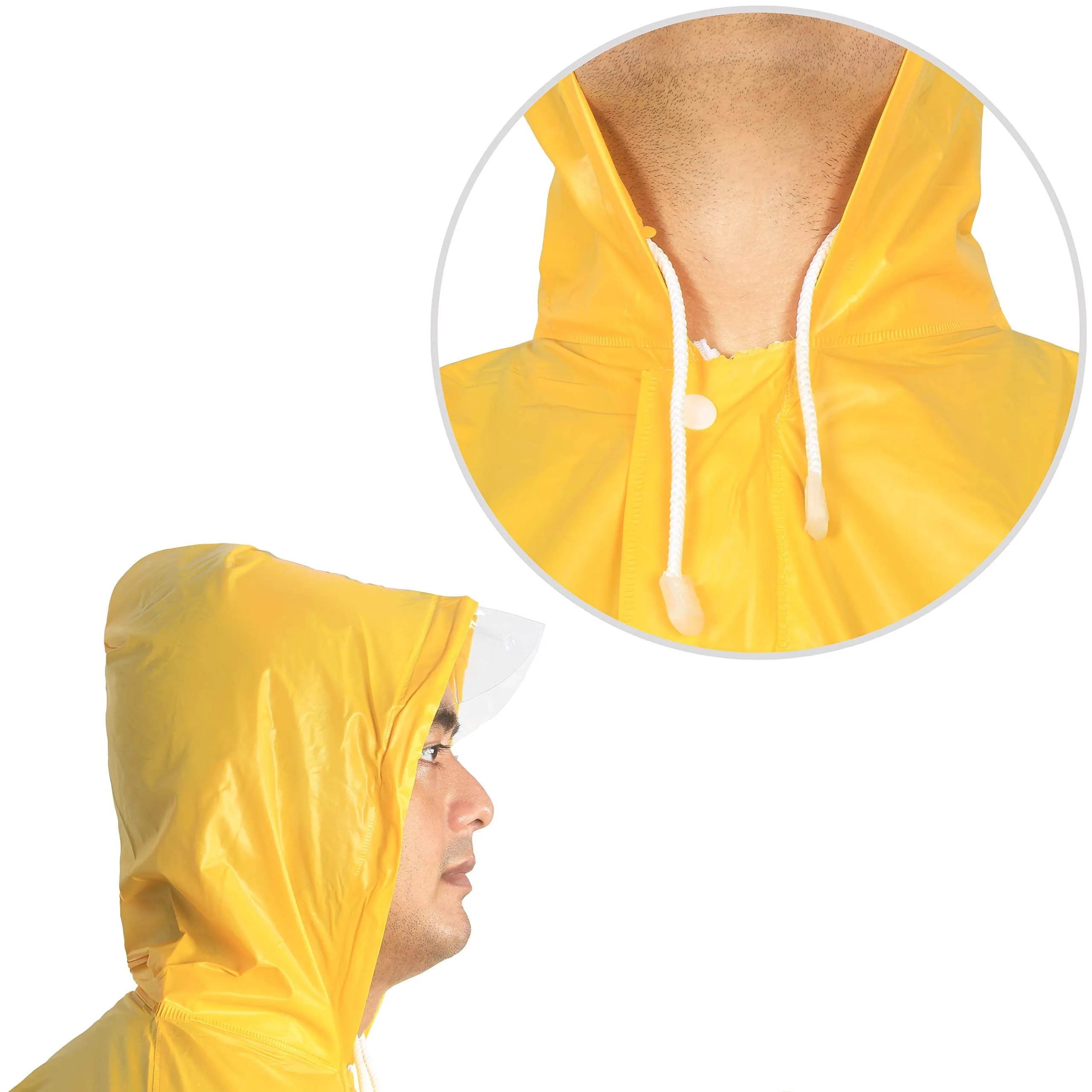 THE CLOWNFISH Sky One Flex Series Men's Polyester Waterproof Raincoat with Hood. Set of Top and Bottom Packed in a Storage Bag (Yellow, X-Large)