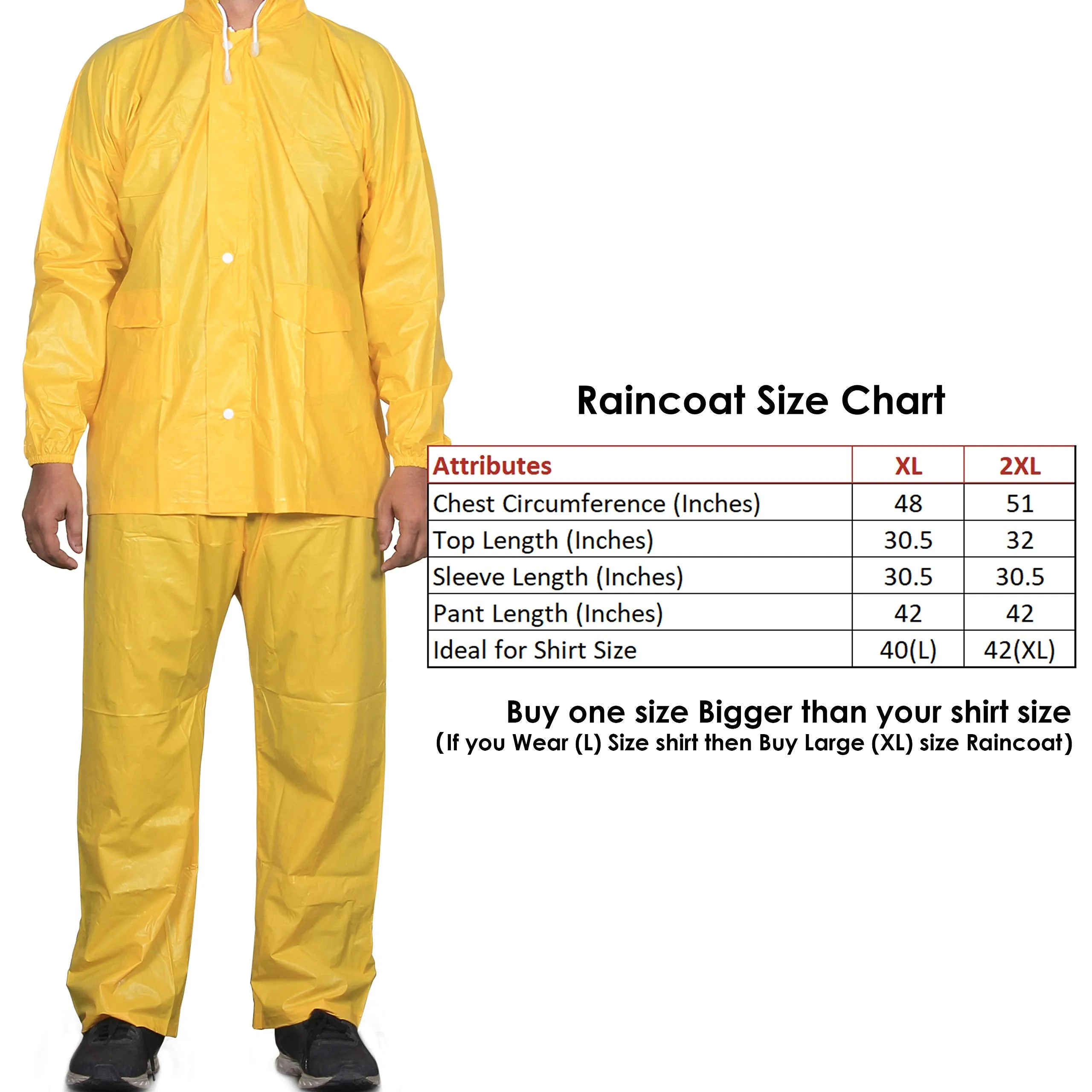 THE CLOWNFISH Sky One Flex Series Men's Polyester Waterproof Raincoat with Hood. Set of Top and Bottom Packed in a Storage Bag (Yellow, X-Large)