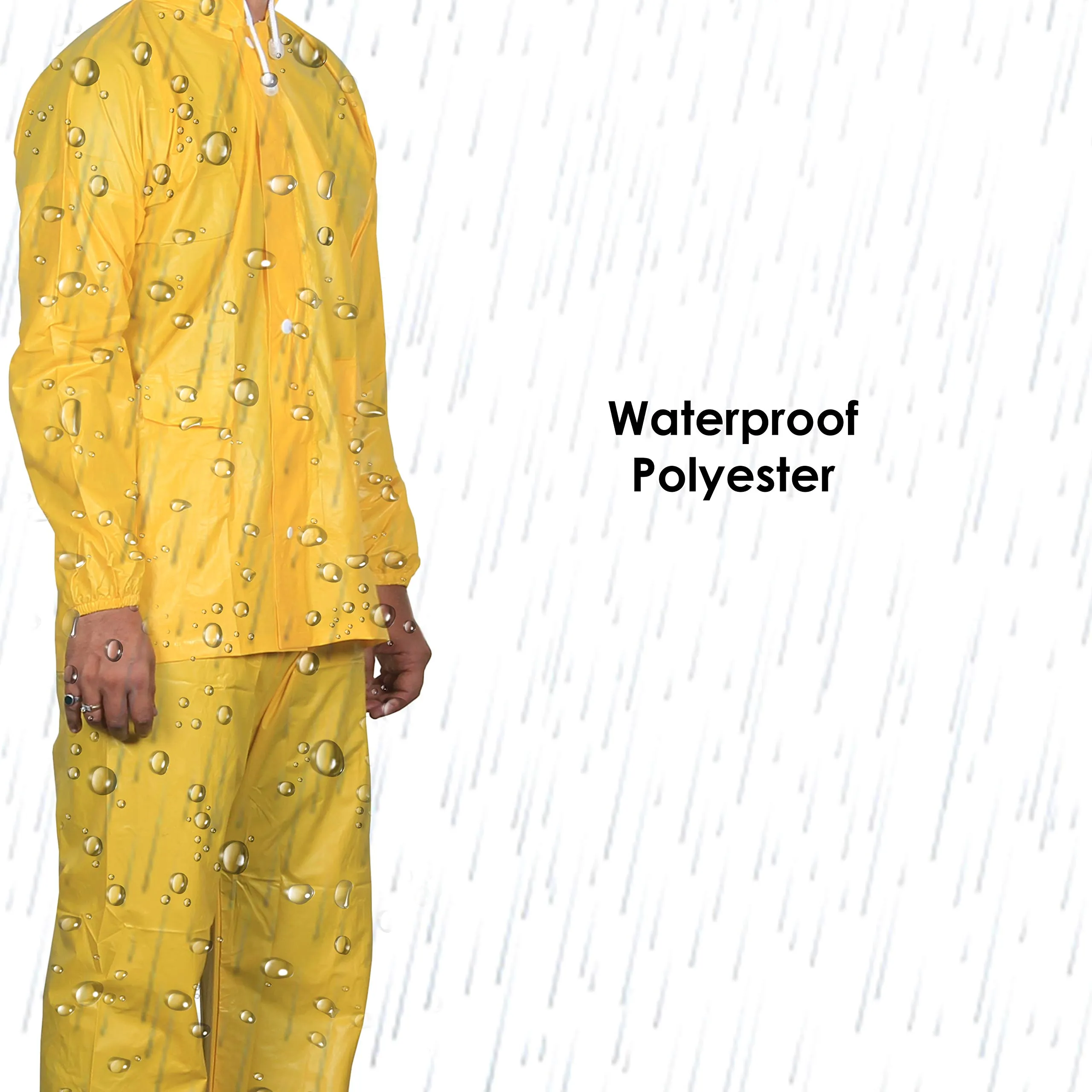 THE CLOWNFISH Sky One Flex Series Men's Polyester Waterproof Raincoat with Hood. Set of Top and Bottom Packed in a Storage Bag (Yellow, X-Large)