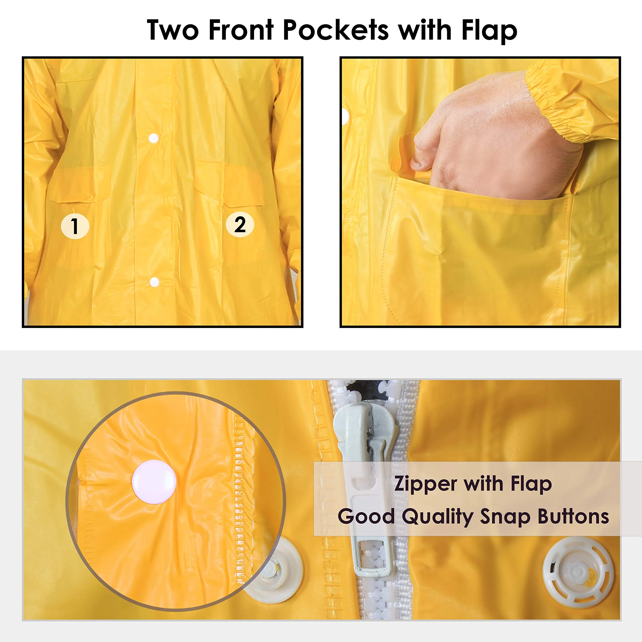 THE CLOWNFISH Sky One Flex Series Men's Polyester Waterproof Raincoat with Hood. Set of Top and Bottom Packed in a Storage Bag (Yellow, X-Large)