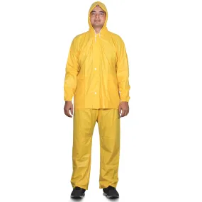 THE CLOWNFISH Sky One Flex Series Men's Polyester Waterproof Raincoat with Hood. Set of Top and Bottom Packed in a Storage Bag (Yellow, X-Large)