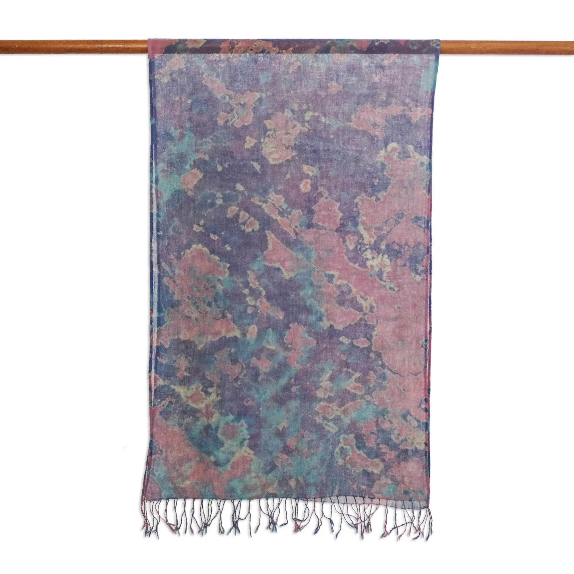 Tied-Dyed Cotton Wrap Scarf in Pink and Purple from Thailand - Fantastic Colors | NOVICA