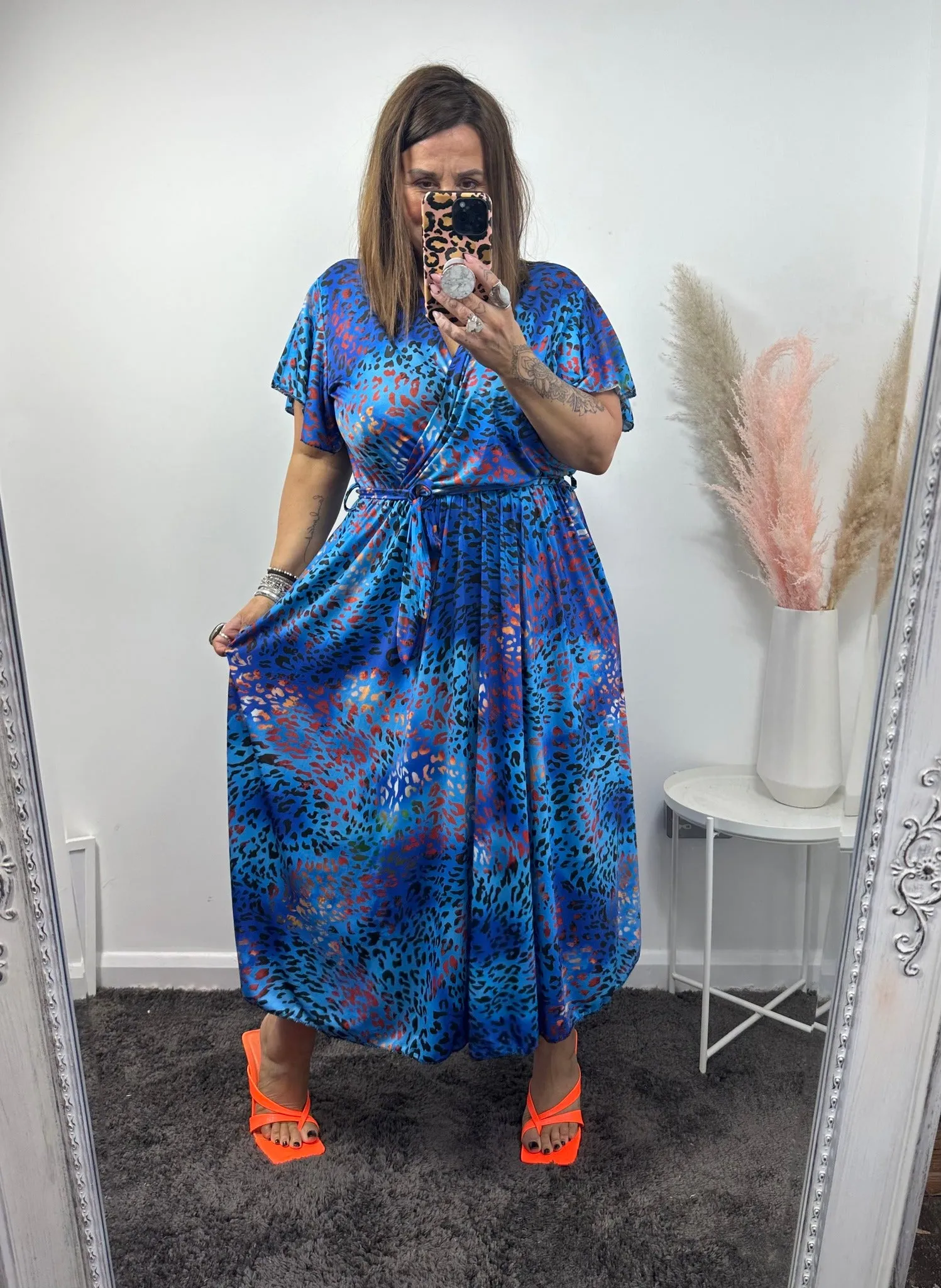 Vibrant Blue Leopard Montana Dress