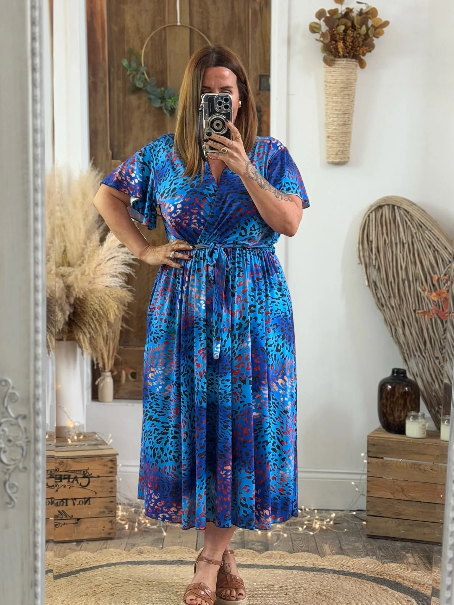 Vibrant Blue Leopard Montana Dress