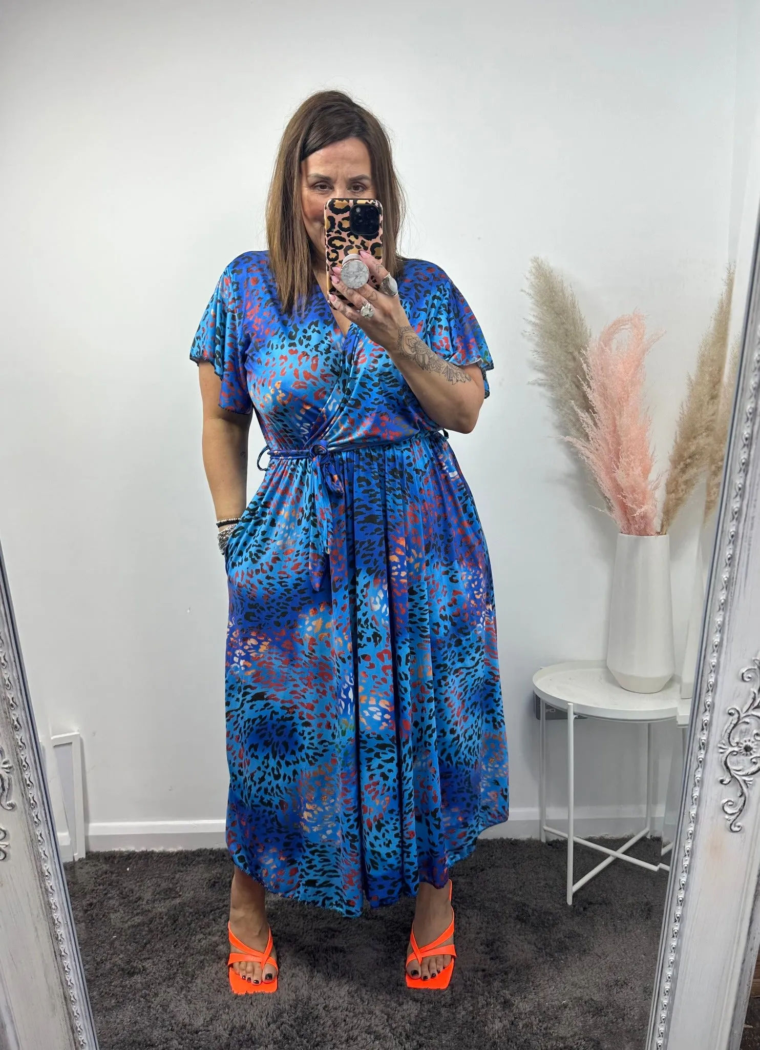 Vibrant Blue Leopard Montana Dress