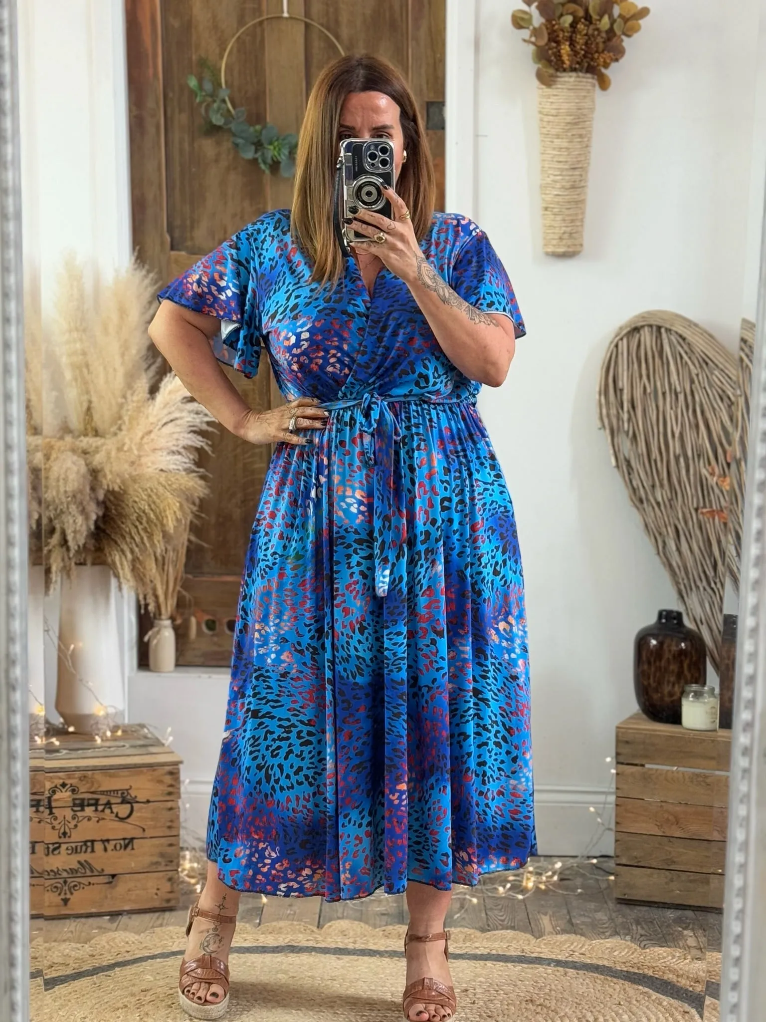 Vibrant Blue Leopard Montana Dress