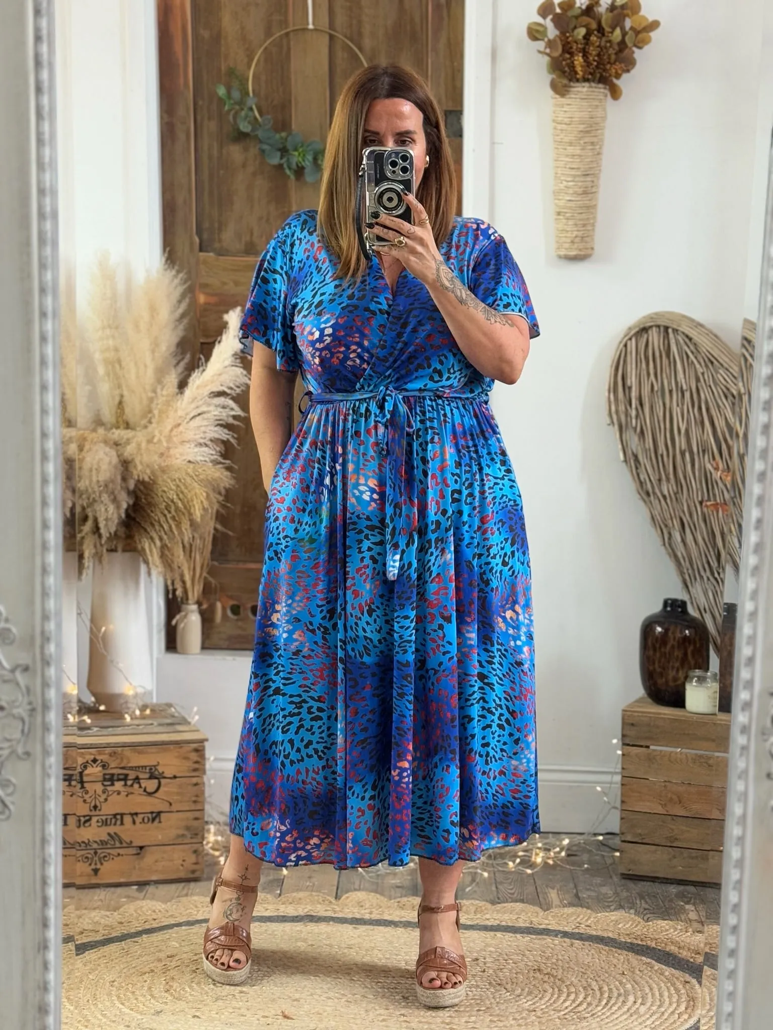 Vibrant Blue Leopard Montana Dress