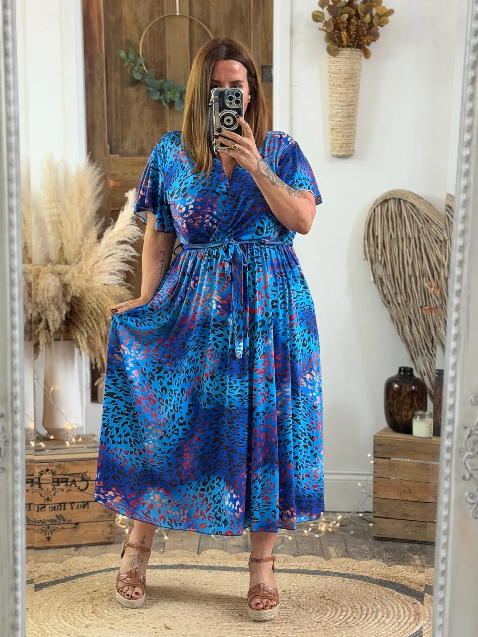 Vibrant Blue Leopard Montana Dress