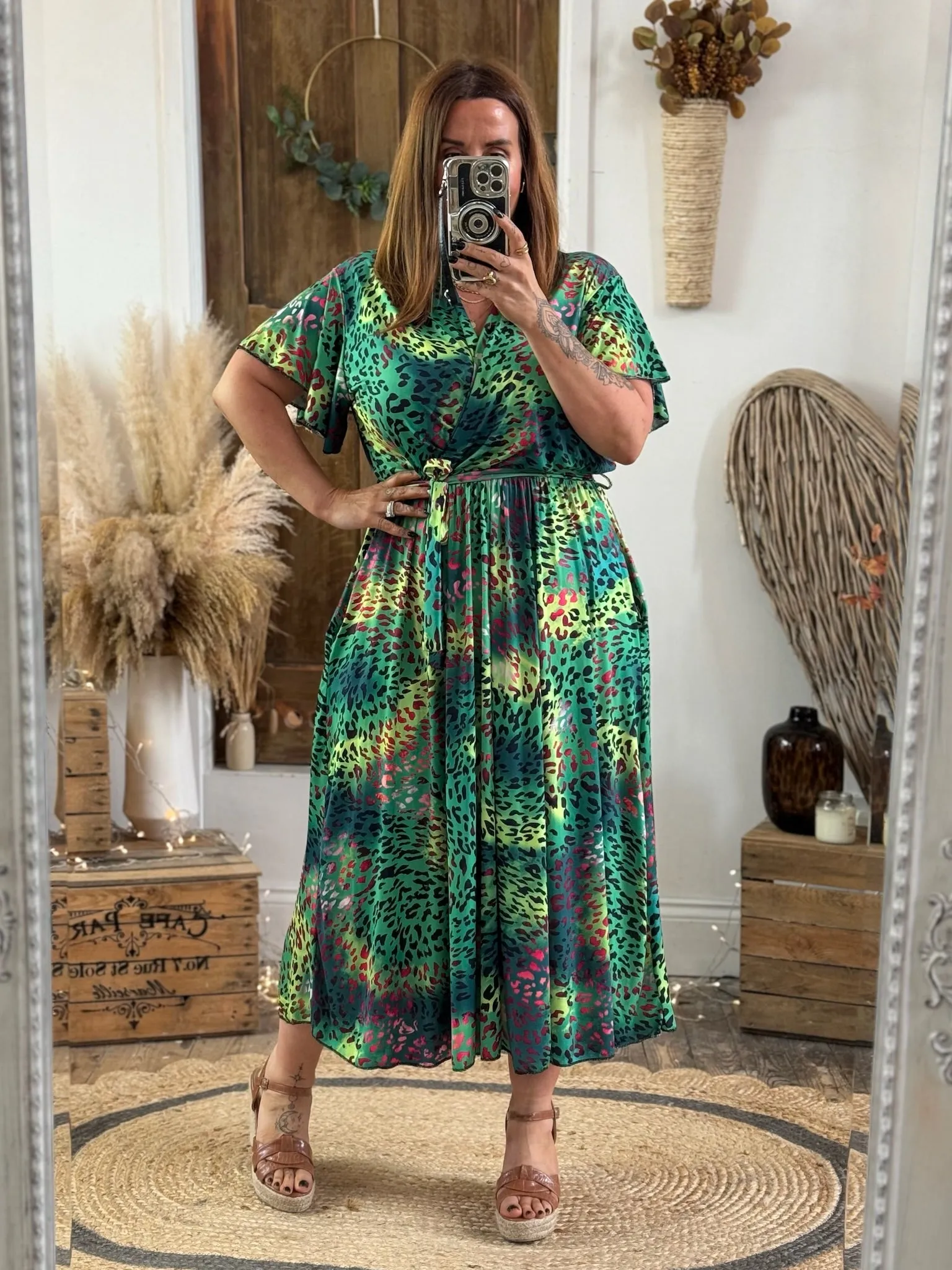 Vibrant Green Leopard Montana Dress