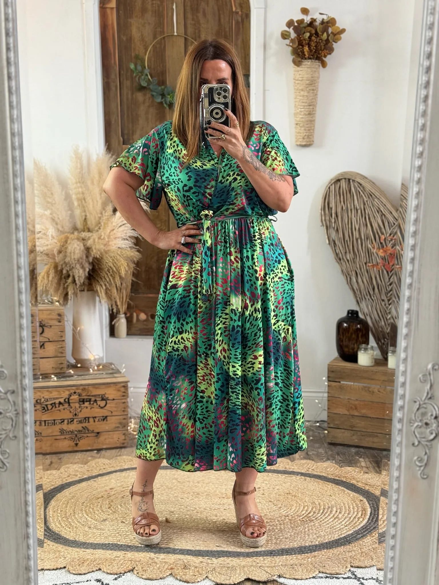 Vibrant Green Leopard Montana Dress