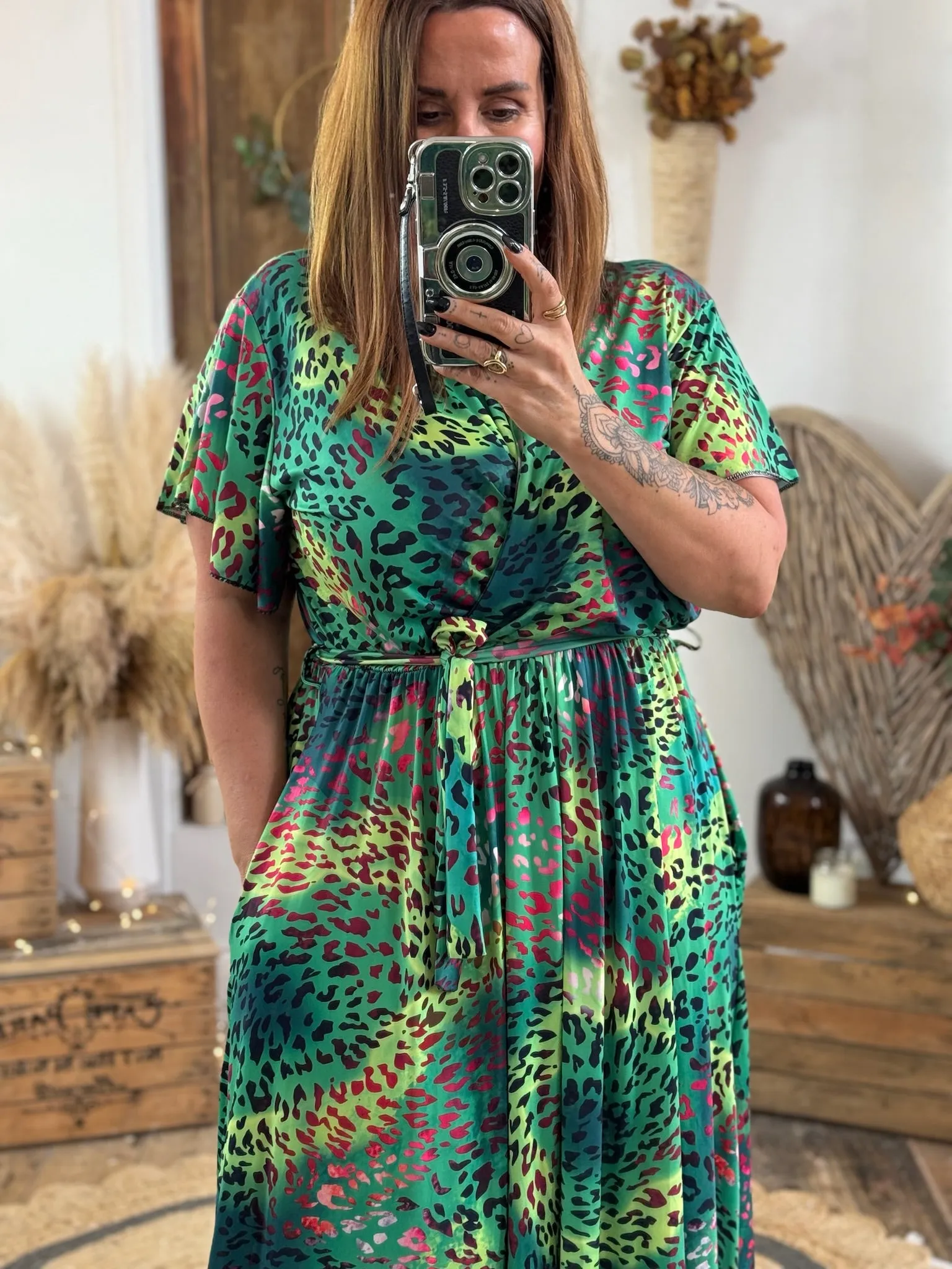 Vibrant Green Leopard Montana Dress