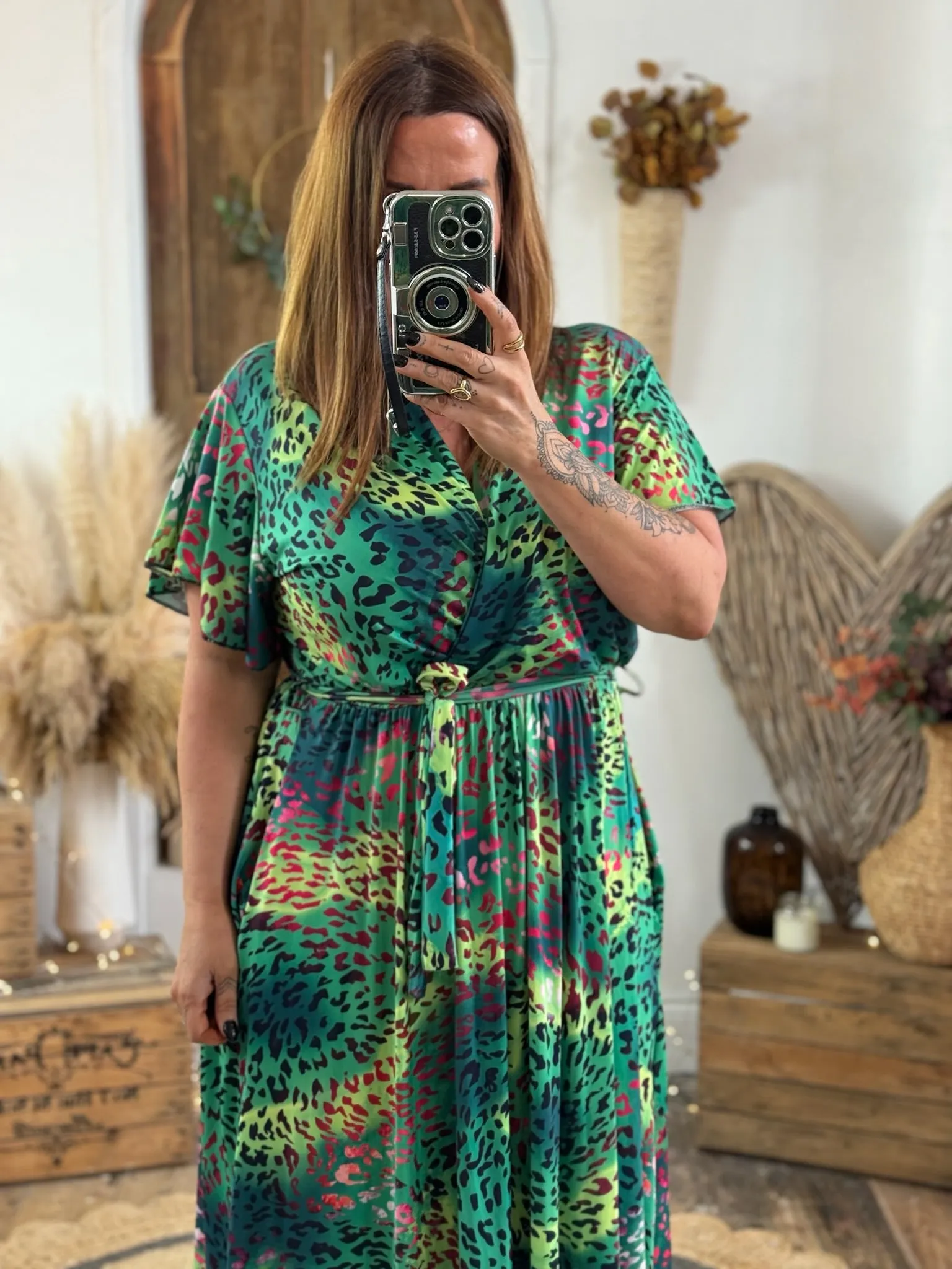 Vibrant Green Leopard Montana Dress