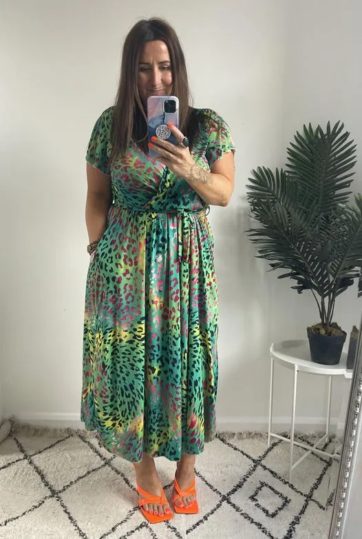 Vibrant Green Leopard Montana Dress