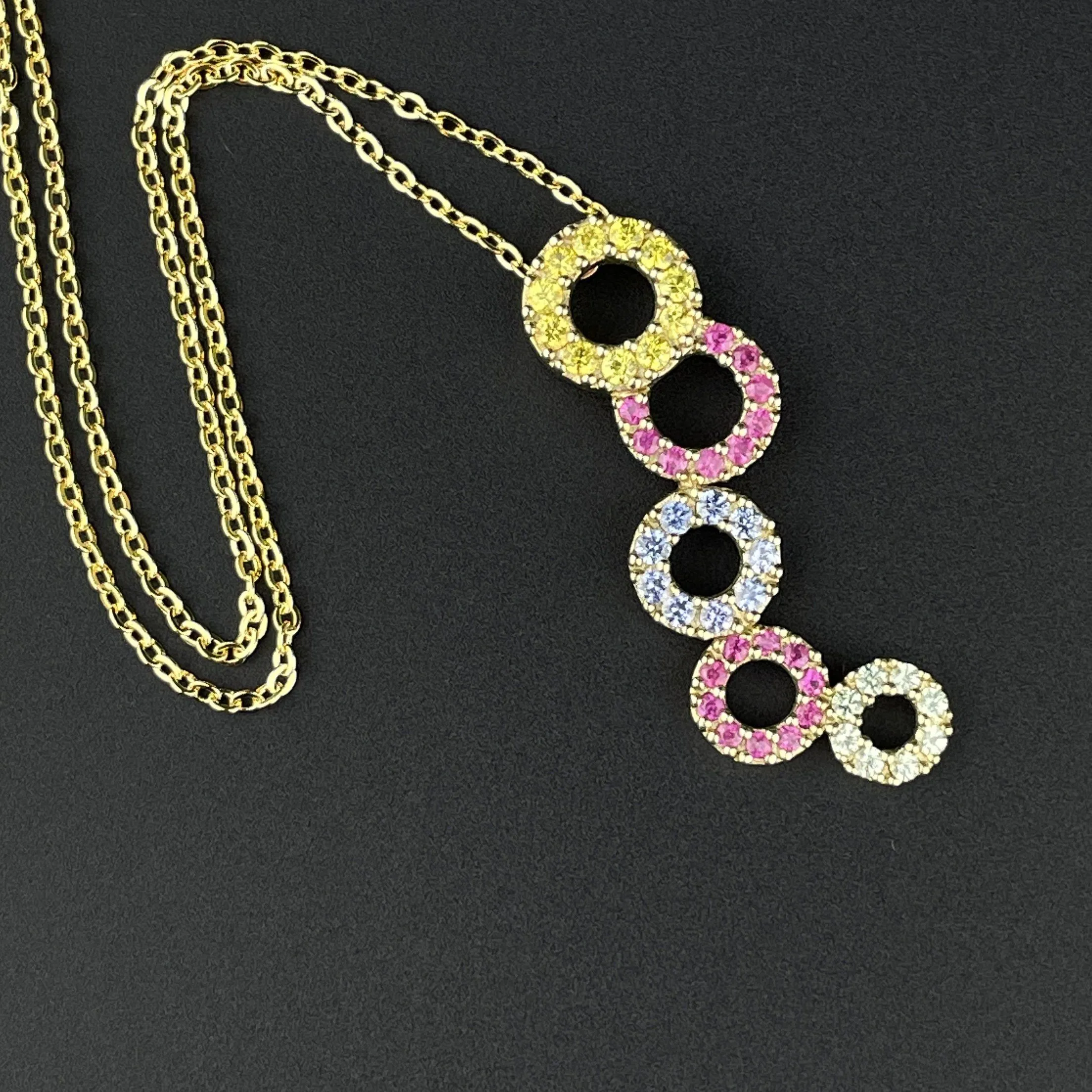 Vintage Gold Ruby Sapphire Infinity Pendant Necklace