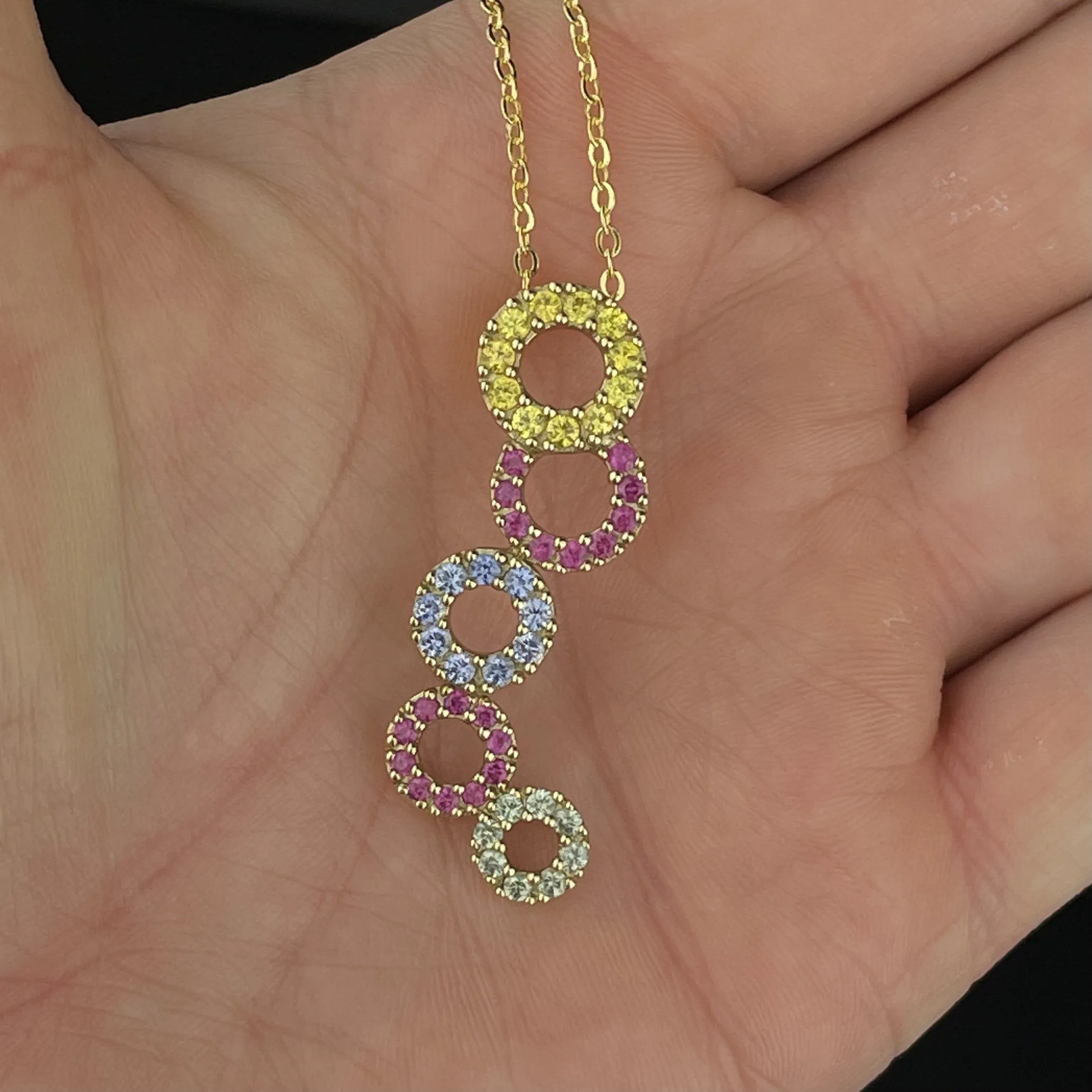 Vintage Gold Ruby Sapphire Infinity Pendant Necklace