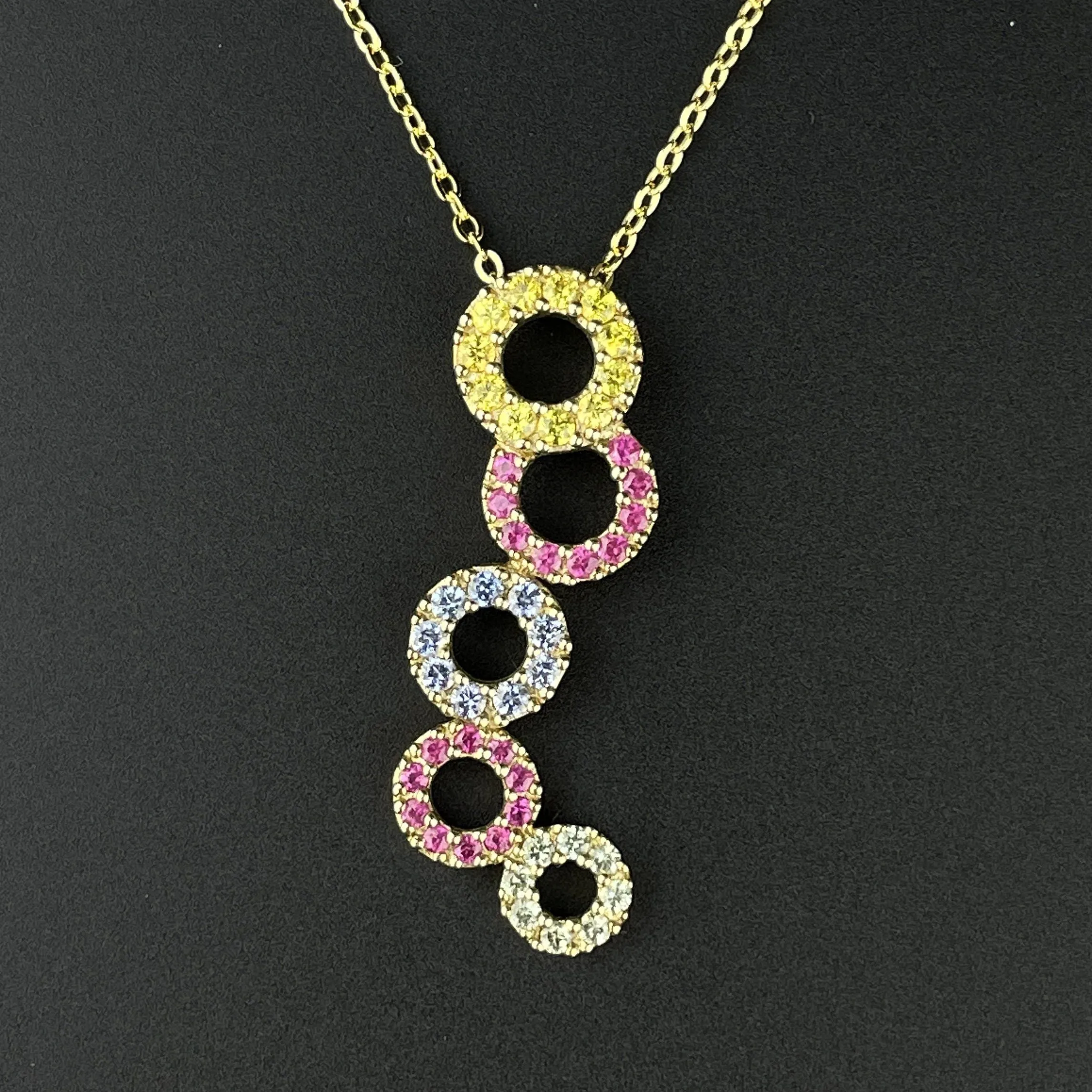 Vintage Gold Ruby Sapphire Infinity Pendant Necklace