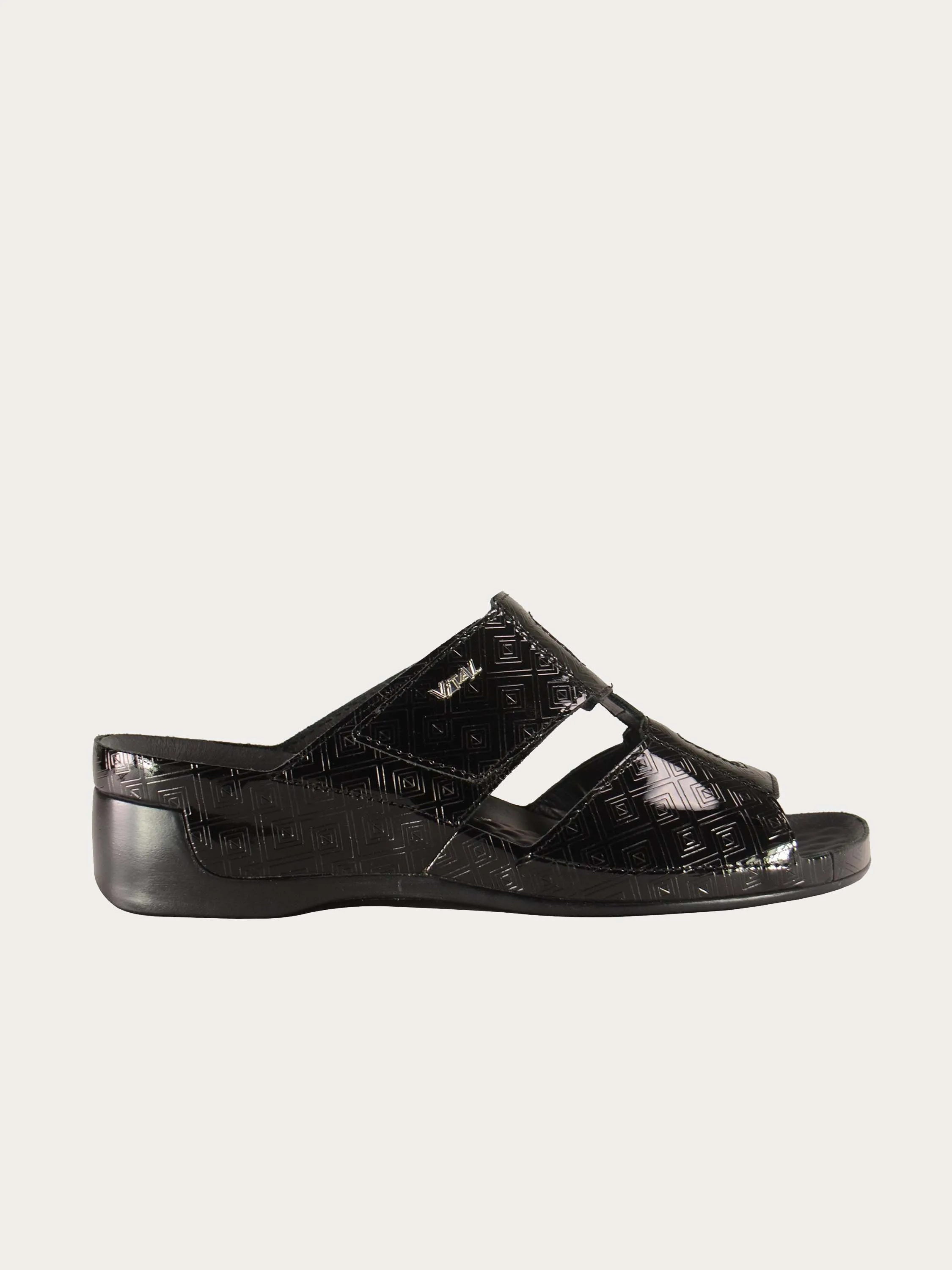 Vital Women's Black Leather Slider Sandals