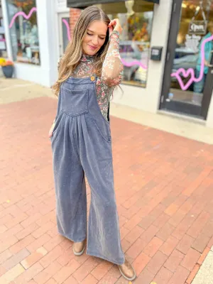 Washed Blue Knit Jumpsuit