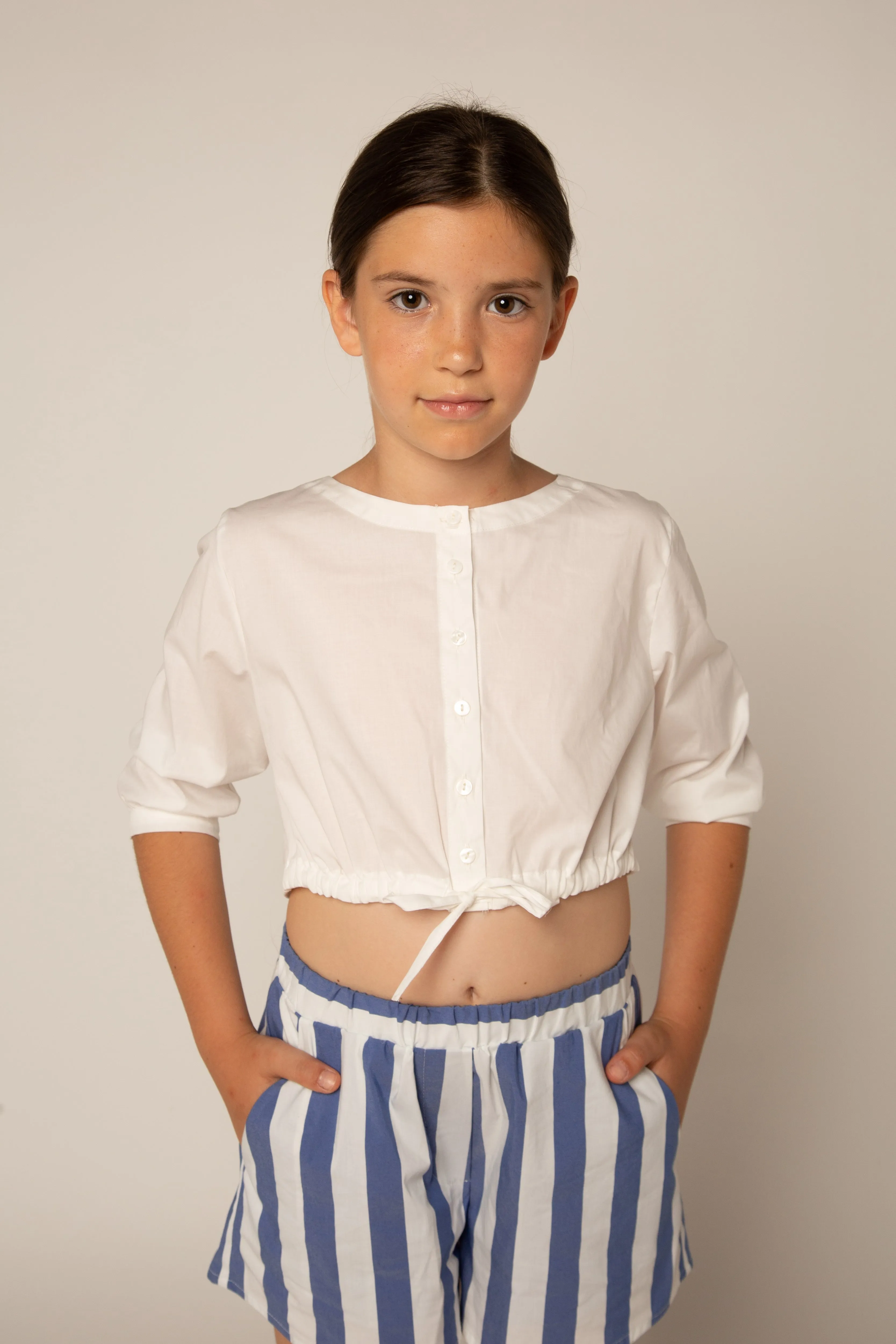 White and Blue Striped Dorella Shorts