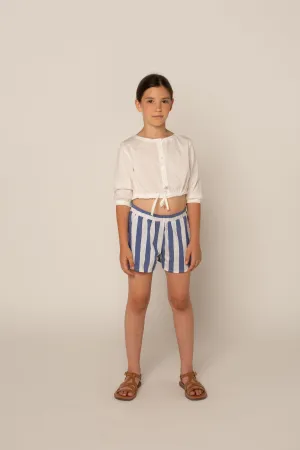 White and Blue Striped Dorella Shorts