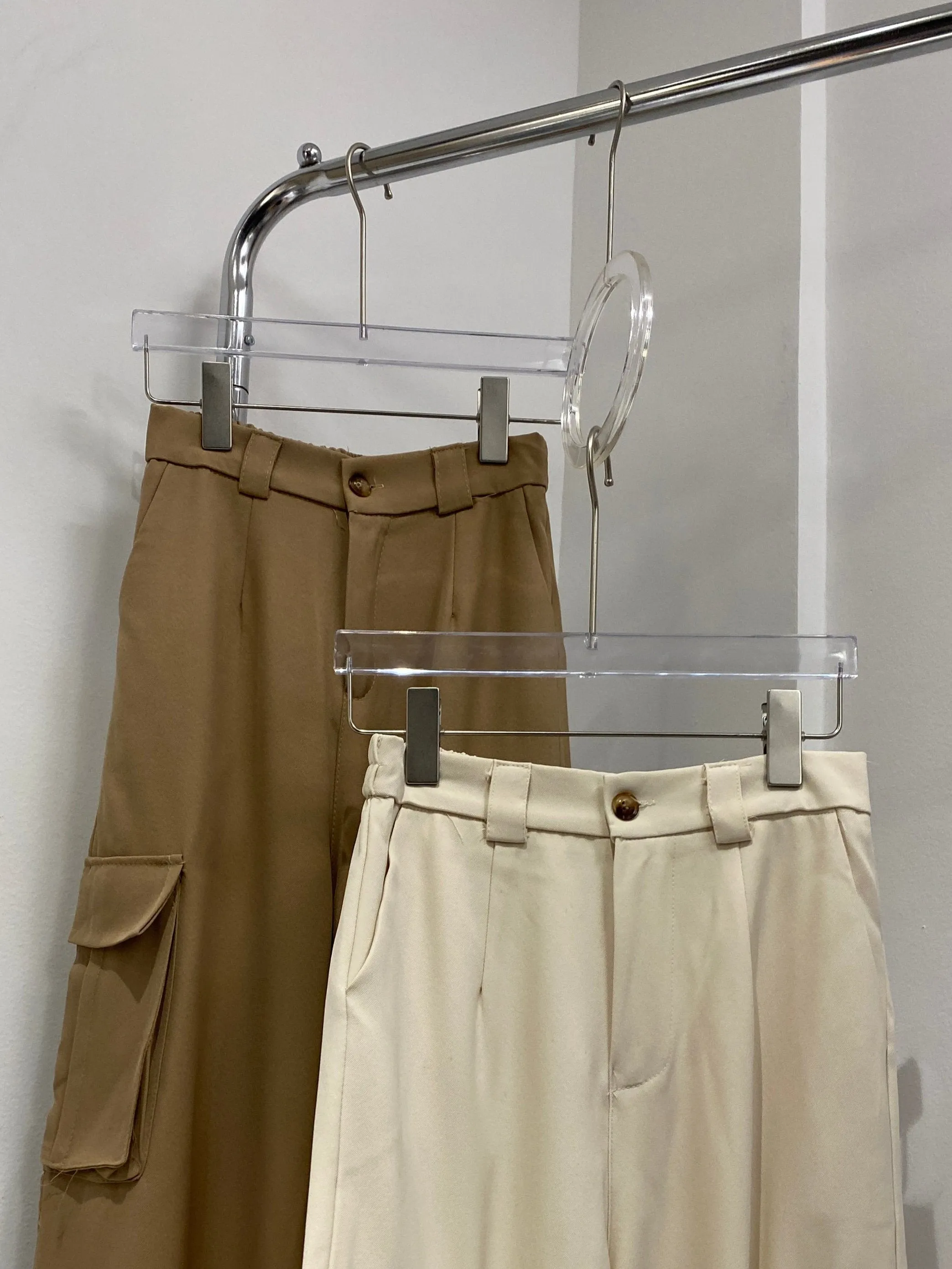 Wide Leg Cargo Trousers -  Almond