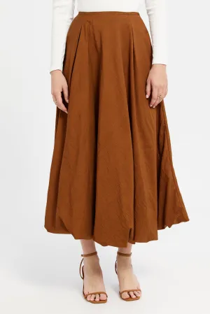 Women Brown Maxi Skirt