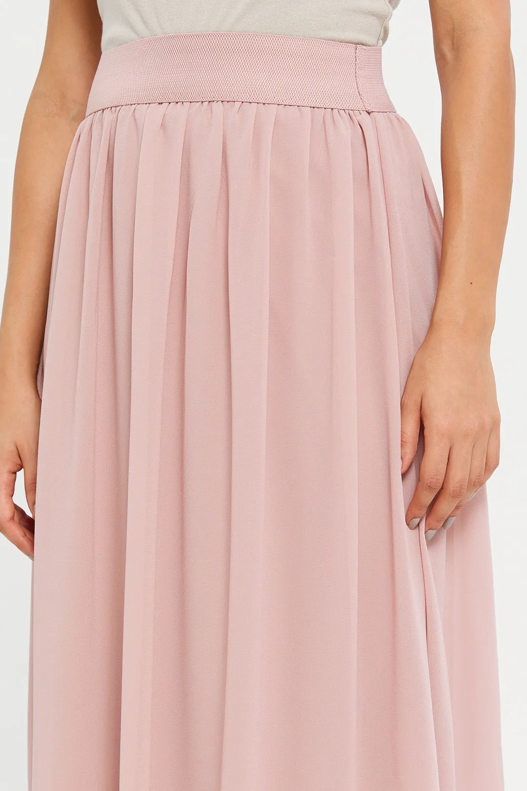 Women Pink Gathered Waistband Skirt