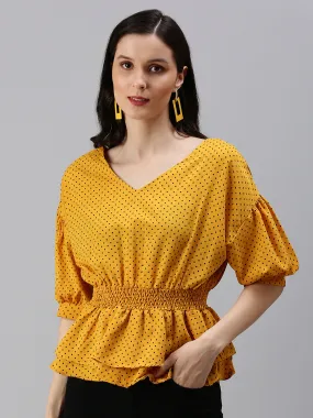 Women's Mustard Polka Dots Top