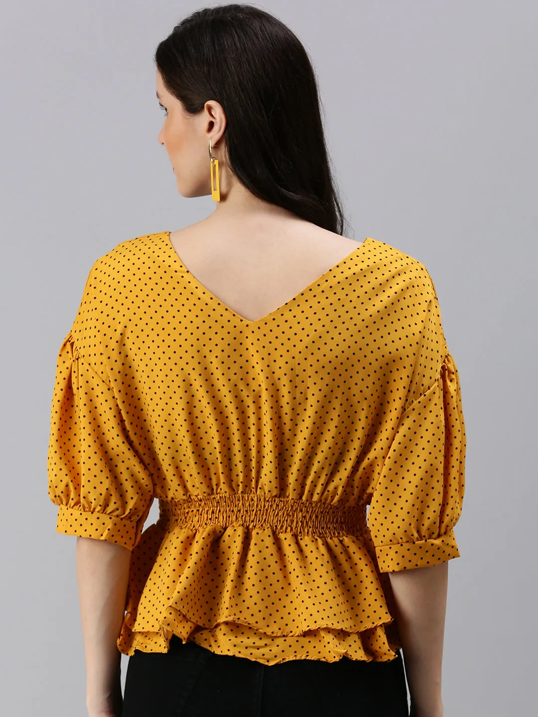 Women's Mustard Polka Dots Top