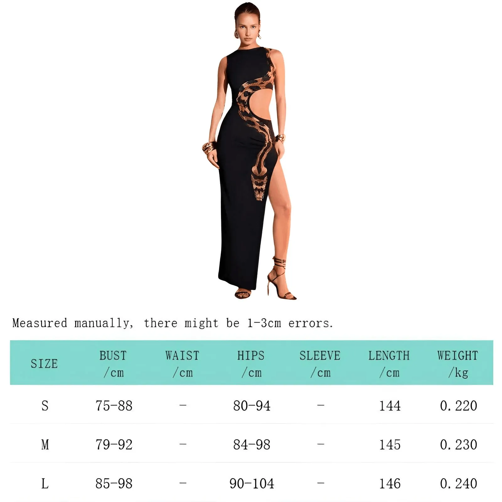 Women's Summer Sexy Slim Slit Long Skirt Hollow Dress Sexy Snake Party Dress