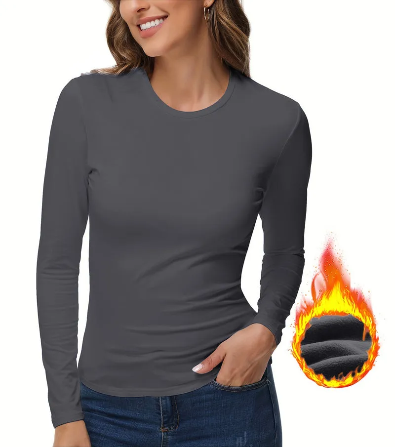 Zeagoo Womens Thermal Long Sleeve Shirts Stretch Crewneck T-Shirt